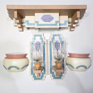 Southwestern Burwood 90s Plastic Decor Set - Wall Shelf, Sconces, Wall Pockets